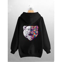 Macklin Unisex Kadın Erkek Kızgın Ayı Baskılı Sweatshirt Siyah Mck0826 Siyah