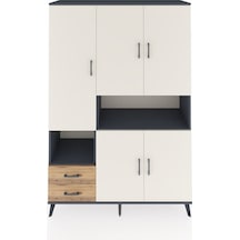 Hyperion Dolap 10 Raflı 2 Çekmeceli 5 Kapaklı 132x44x195 Antrasit-aytaşı/çam Aytası/atlas Çam