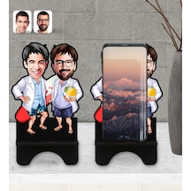 Kişiye Özel Kankalar Karikatürlü Ahşap Biblo Telefon Standı-2