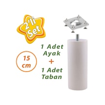 Destek Ayağı 15 Cm Beyaz Ve Metal Düz Ayak Tabanı M8 Civatalı İnce Diş Mobilya Kanepe Baza Koltuk Seti