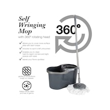 Simplify Kendinden Sıkma Paspas Ve Kova Seti, 16 Litre, Gri