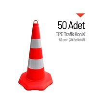 50'li Tpe Trafik Konisi Seti 52 Cm Çift Reflektifli Trafik Dubası-3621
