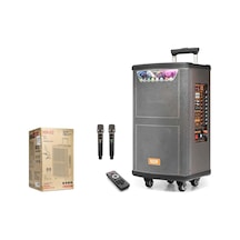 Ndr Ndr512 Çift Karaoke Mikrofonlu Bluetooth Hoparlör Fm Radyo 80w 12 İnç Kumandalı Ahşap