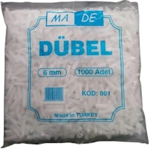 6 Mm 1000Li Paket Standart Beyaz Dübel Made Kod 001