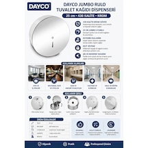 Dayco Jumbo Rulo Tuvalet Kağıdı Dispenseri 25 Cm 430 Kalite Krom