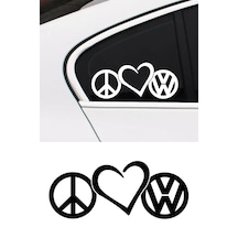 Peace Love Volkswagen Oto Sticker, Volkswagen Oto Aksesuar 40x16 Cm
