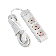 3lü Anahtarlı Grup Priz 5 Metre 16a 250v, Üçlü Topraklı Uzatma Kablosu 5 Metre Beyaz Diğer
