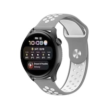 Newface - 294 - Watch 20mm Spor Delikli Kordon - Edntrend - - Gri-beyaz