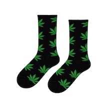 Carnaval Socks Siyah Mari Yaprak Desenli Spor Çorap Çok Renkli