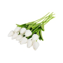 Yapay Çiçek Islak Lale Gerçeksi Doku 10Lu Beyaz (370690052)
