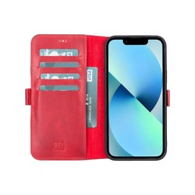 Plm Apple İphone 13 Pro Uyumlu Deri Cüzdanlı Kılıf Nar Çiçeği Acı Kahverengi