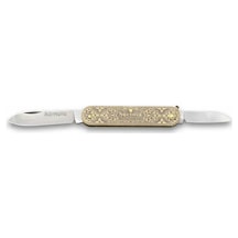 Sürbısa 61804 Pirinç İşlemeli Sürmene Çakısı 5,5 / 3,5 Cm - Çift Bıçaklı Sarı