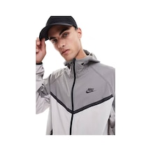 Nike Tech Windrunner Woven Full Zip Loose Fit Jacket Erkek Bol Kesim Paraşüt Kumaş Kapüşonlu Ceket Gri