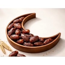 Ramazan Temalı Hilal Formlu Kahverengi Dekoratif Sunumluk - Çerezlik & İftariyelik - 3d Baskı