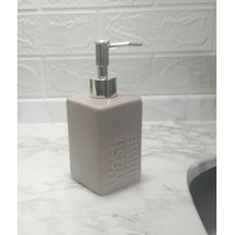 Seramik Sıvı Sabunluk Bej Modern 7x7x17cm 300ml Banyo Seti