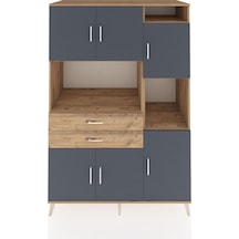 Kronos Dolap 9 Raflı 2 Çekmeceli 6 Kapaklı 132x59x195 Çam-antrasit/çam Antrasit/çam
