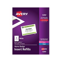 İsim Etiketi Ekleri, Baskı Veya Yazma, 6,4 X 8,9 Cm, 400 Kart Dolumu 5390 , Beyaz Açık Altın