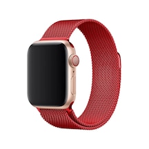 Apple Watch 38mm Uyumlu Metal Mıknatıslı Kordon - Kırmızı