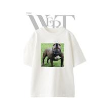 Thewert Pitbull Bane Tasarım Baskılı Ünisex Beyaz Oversize T-shirt