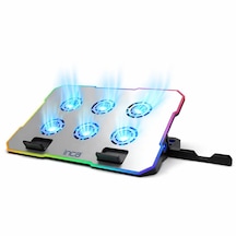 Inc-618gms 6 Fanlı Rgb Laptop Soğutucu Stand 9-17 2400 Rpm 10 Led Mod 5 Kademe Yükseklik Ayarlı