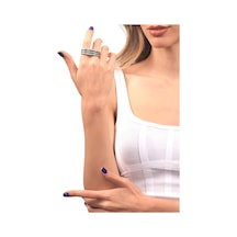 Kadın Antik Gümüş Kaplama Ayarlanabilir Dolama Model Çift Parmak Mus ta Yüzük Gümüş