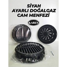 Siyah Ayarlı Doğalgaz Menfezi Cam Ventilasyon Kombi Havalandırma