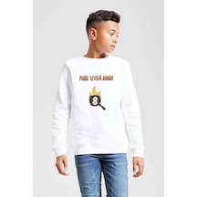 Tshirthane Pubg Lvl4 Armor Baskılı Unisex Çocuk Beyaz Sweatshirt Beyaz