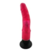 Hızlı Express 20 CM Anal ve Vajinal Kırmızı Titreşimli Jel Vantuzlu Vibratör Dildo