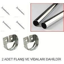 Krom Kaplama Dolap Içi Askı Borusu - Askılık Boru + 2 Adet Flanş Krom