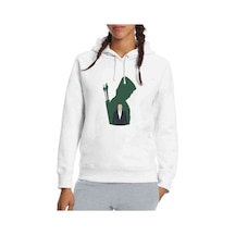 Altered Carbon Logo Baskılı Beyaz Kadın Kapşonlu Sweatshirt