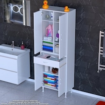 Modilayn Yeni Afra 55 X 173 X 32,5 Cm 1 Çekmece 4 Kapak 5 Raf 8 Bölme Çok Amaçlı Banyo & Mutfak Dolabı Beyaz