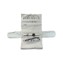 Kadife Takı Ve Mücevher Seyahat Rulo Düzenleyicisi Krem 35x20 Cm Krem