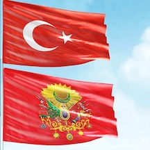 70x105 Cm Alpaka Kumaş Türk Bayrağı Ve 100x150 Cm Raşel Kumaş Kırmızı Sancak Bayrak - 2 Bayrak Set 1