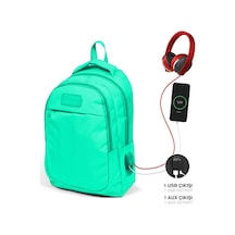 Coral High Kids Su Yeşili Üç Bölmeli USB Şarjlı Kulaklık Çıkışlı Okul Sırt Çantası 24309
