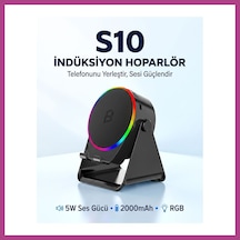 Gees Global S10 5w Bluetooth + Temasıyla Ses Yükselten İndüksiyon Hoparlör 2000 Mah Rgb Işıklı Standlı 5in Speaker Gbzs