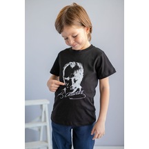 Zeyland Unisex Çocuk Atatürk Baskılı Siyah T-shirt 4-12yaş