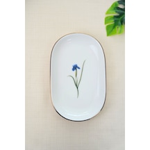 Tabak Evi Porselen Natura İris Altın Yaldızlı Oval Kayık Tabak 18x11x2,50cm Tekli Çok Renkli