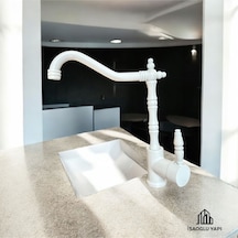 İsaoğlu Yapı Beyaz Zen Design Batarya Vintage Tasarım Rustik Armatür Pirinç Malzeme Beyaz
