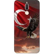 Huawei Mate 10 Lite Uyumlu Bayrak Kızıllıkta Kartalın Kanatları Desenli Silikon Kılıf Çok Renkli