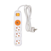3lü Akım Korumalı Anahtarlı Topraklı Ç.korumalı Grup Priz Usb+type C Hızlı Şarj 1.5mt 1 - 2 M