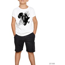 Black Panther Face Beyaz Çocuk Tişört
