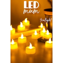 12 Adet Led Mum Tealight Mini Dumansız Pilli Alevli Dekoratif Yapay Mum Işıldak Beyaz 1036-2 Diğer