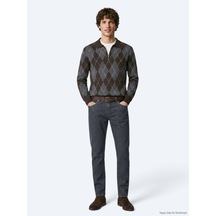 Kip Koyu Mavi Düz Slim Fit Denim Pamuk Karışımlı Pantolon