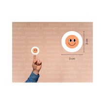 Turuncu Renkli Gülen Yüz Etiketleri Sevimli Suratlar Yuvarlak Mat Sticker 3 Cm 95 Adet Çok Renkli