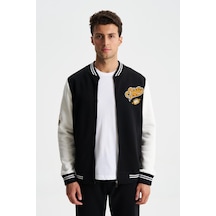 Arma Erkek Pamuklu Regular Fit Dik Yaka Baskılı Cepli Kolej Mont Sweatshirt 001