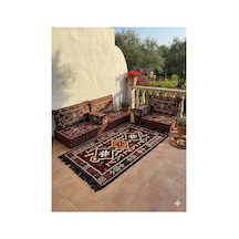 20 Cm Kalınlıklı Şark Köşesi Takımı - 70x190 + 70x95 Anadolu Bordo Desenli Minder Seti