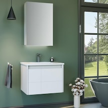 Orka Likya 65 Cm Mdf Mat Beyaz Banyo Dolabı Takımı Beyaz