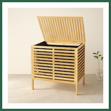 Bezos Kalın Bambu Çamaşır Sepeti 50x38x55 Cm Kumaş Torbalı Bzs01 Çok Renkli