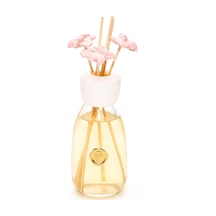 230 Ml Pembe Seramik Çiçek Taş Çubuklu Garden Rose-pudra Oda Kokusu Abundance Prosperity