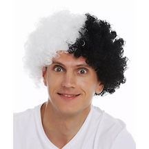 Siyah Beyaz Kıvırcık Afro Bonus Peruk Taraftar Bonus Saç 5691 "